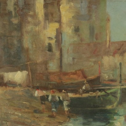 arte, arte italiana, pittura novecento italiana,Attilio Pratella ambito di ,Veduta costiera della baia di Napoli,Attilio Pratella
