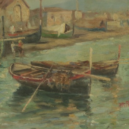 arte, arte italiana, pittura novecento italiana,Attilio Pratella ambito di ,Veduta costiera della baia di Napoli,Attilio Pratella