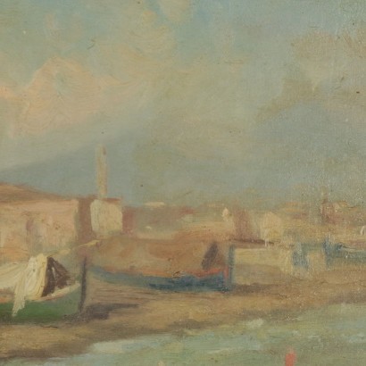arte, arte italiana, pittura novecento italiana,Attilio Pratella ambito di ,Veduta costiera della baia di Napoli,Attilio Pratella