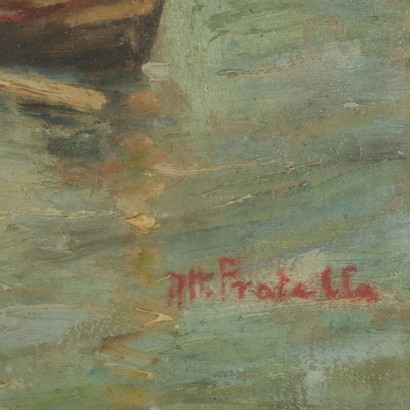 arte, arte italiana, pittura novecento italiana,Attilio Pratella ambito di ,Veduta costiera della baia di Napoli,Attilio Pratella