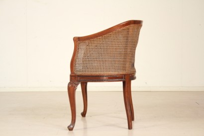 poltrona a pozzetto, poltrona liberty, mogano massello