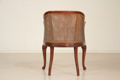 poltrona a pozzetto, poltrona liberty, mogano massello