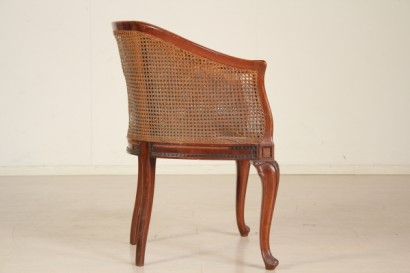 poltrona a pozzetto, poltrona liberty, mogano massello