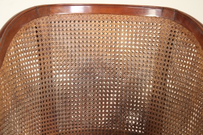 poltrona a pozzetto, poltrona liberty, mogano massello