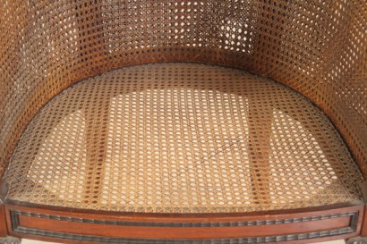 poltrona a pozzetto, poltrona liberty, mogano massello