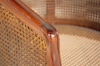 poltrona a pozzetto, poltrona liberty, mogano massello