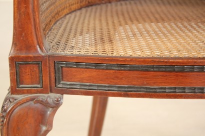 poltrona a pozzetto, poltrona liberty, mogano massello