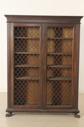 Piccola libreria_78898 piccola libreria, impiallaccio in noce, zampe ferine