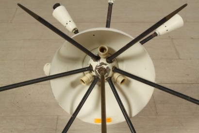 Deckenleuchte durch moderne, 50 Jahre Aluminium Lampe, schwarz lackiertem Metall und Messing