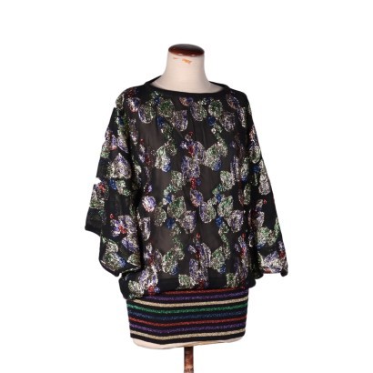 Vintage Pullover mit schimmerndem Blumenmuster