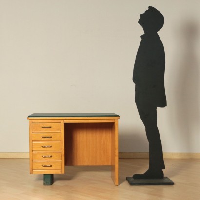 Writing Desk Leatherette Beech Veneer Milan Italy 1960s