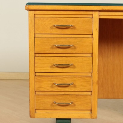 Writing Desk Leatherette Beech Veneer Milan Italy 1960s