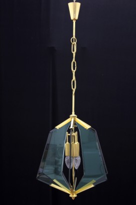 Lampadario_79588 modernariato, lampadario, anni 50, vetri molati