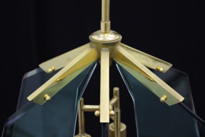 Lampadario_79590 modernariato, lampadario, anni 50, vetri molati