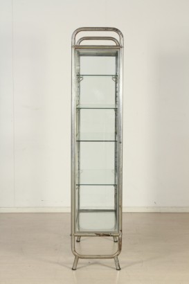 modernariato, vetrina anni 50, metallo cromato