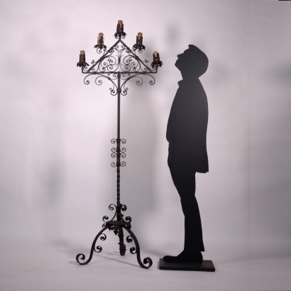 antiquariato, lampada da terra, antiquariato lampade da terra, lampada da terra antica, lampada da terra antica italiana, lampada da terra di antiquariato, lampada da terra neoclassico, lampada da terra del 800,Lampada da Terra in Ferro Battuto
