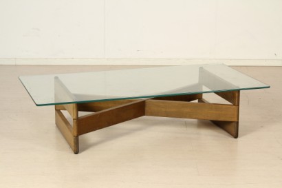 modernité, modernisme design table basse, table basse design, table basse, afra et tobia scarpa, 60 ans, Crystal et hêtre table basse en bois