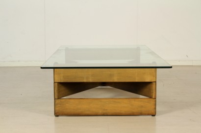 modernité, modernisme design table basse, table basse design, table basse, afra et tobia scarpa, 60 ans, Crystal et hêtre table basse en bois