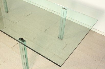 Tavolo Fontana Arte_79863 modernariato, design, tavolo design, tavolo renzo piano, renzo piano per fontana arte, tavolo teso renzo piano, tavolo teso fontana arte, tavolo anni 80, tavolo vetro stratificato