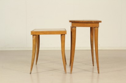 Tavolini anni 40-50_79895 modernariato, tavolini modernariato, tavolini anni 40, coppia di tavolini, impiallacciatura in legno da frutto
