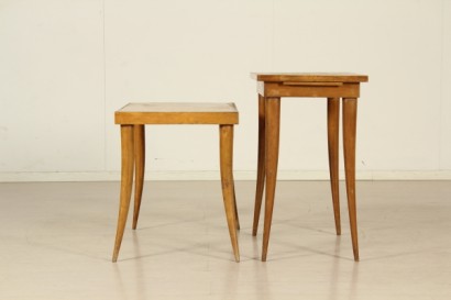 Tavolini anni 40-50_79897 modernariato, tavolini modernariato, tavolini anni 40, coppia di tavolini, impiallacciatura in legno da frutto