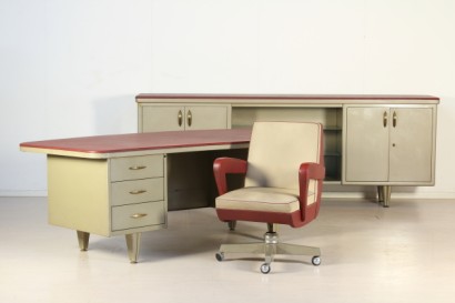 Poltrona ufficio_79982 modernariato, poltrona modernariato, poltrona anni 50, poltrona ufficio, poltrona girevole, rivestimento in skai