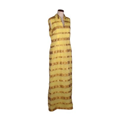 #vintage #abbigliamentovintage #abitivintage #vintagemilano #modavintage ,Vestito Lungo Vintage Giallo e Oro