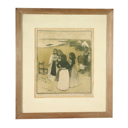 arte, arte italiana, pittura novecento italiana,Giuseppe Biasi da Teulada,Danzatrici e Suonatore di Fisarmonica,Giuseppe Biasi da Teulada,Giuseppe Biasi da Teulada