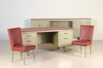 modernariato, scrivania modernariato, scrivania trau, scrivania anni 50, piano in skai