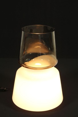 modernariato, illuminazione, lampada da tavolo, vetro opale fumÃ¨
