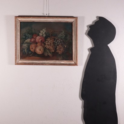 Pareja de bodegones con flores y frutas