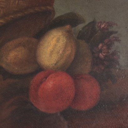 Pareja de bodegones con flores y frutas