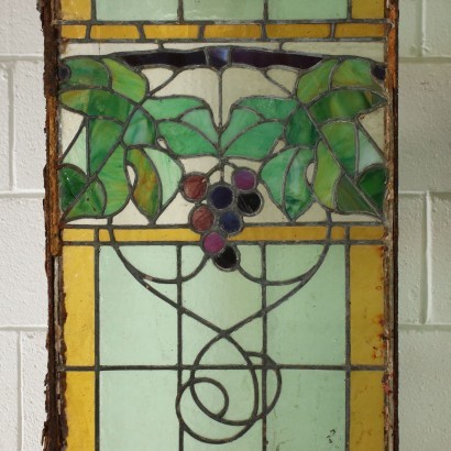 Paire De Vitraux Art Nouveau Verre Italie Début 20ème Siècle