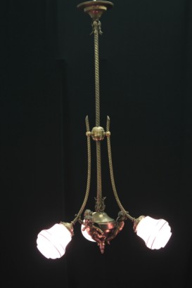 Lampadario ottone 3 vetri