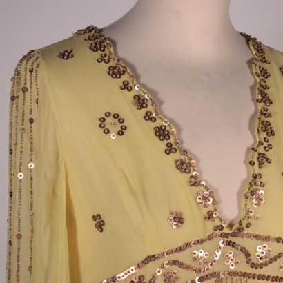 Nico Fontana Yellow Dress With Gilded Sequins Milan