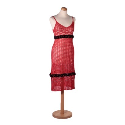 Vestido Rojo Crochet con Rosas Nico Fontana