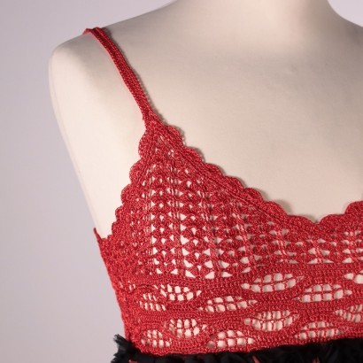Nico Fontana Red Crochet Dress With Roses Milan