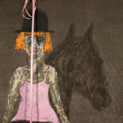 J. Watson Mixed Technique on Fabric Australia XX Century