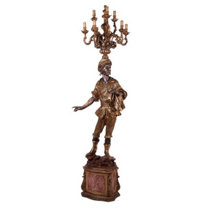 Moor Shaped Revival Torch Holder Resin Italy 20th Century