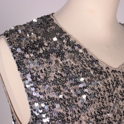 Nico Fontana Silver Crochet Top With Sequins Italy