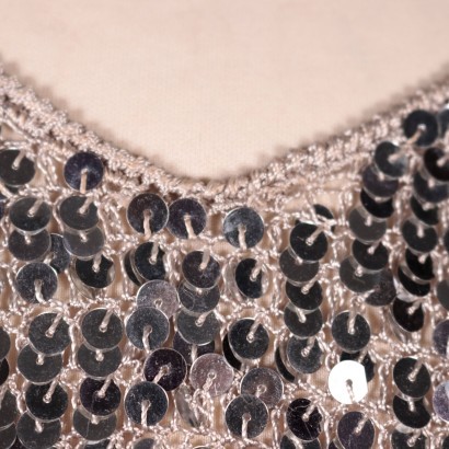 Nico Fontana Silver Crochet Top With Sequins Italy