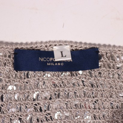 Nico Fontana Silver Crochet Top With Sequins Italy