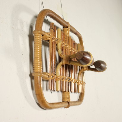 Porte-Manteau et Miroir Bambou - Italie Années 1970