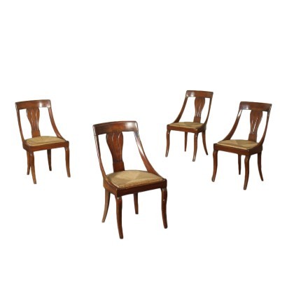 Groupe de quatre chaises de gondole de restauration