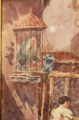 arte, arte del novecento, riccardo pellegrini, colazione in giardino, pittura, acquarello, tela del 1910 