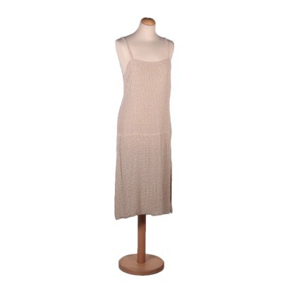 Beige Floral Dress With Beads Beads Silk Milan