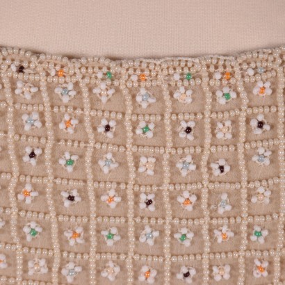 Beige Floral Dress With Beads Beads Silk Milan