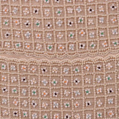 Beige Floral Dress With Beads Beads Silk Milan