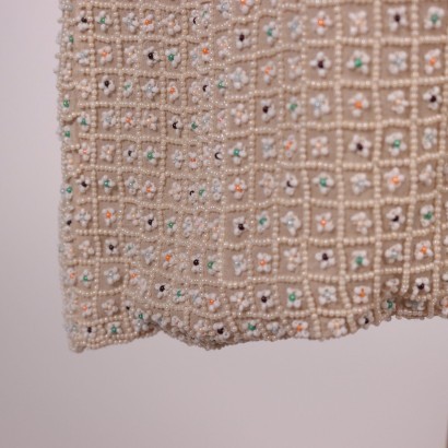 Beige Floral Dress With Beads Beads Silk Milan