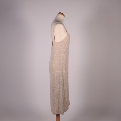 Beige Floral Dress With Beads Beads Silk Milan